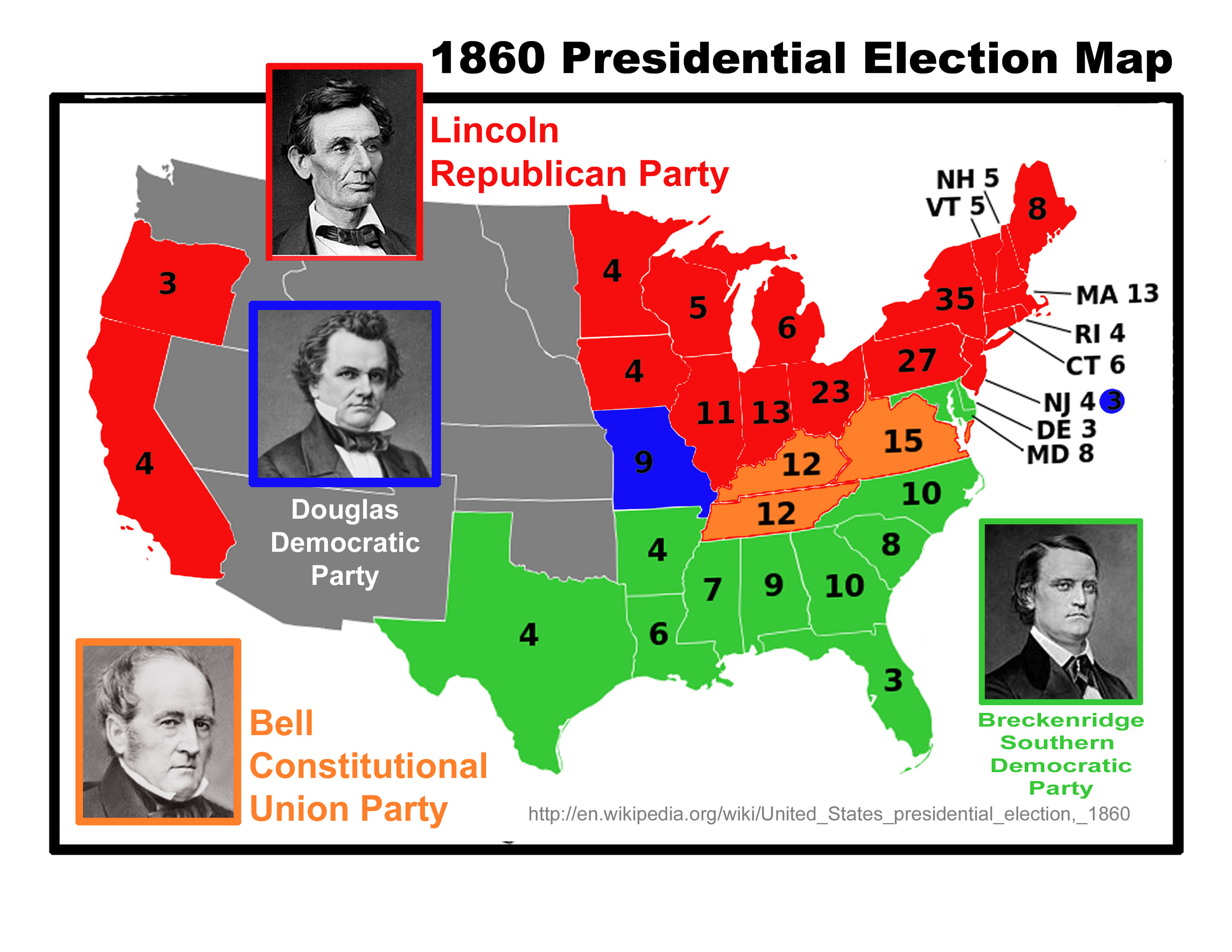 1860 Presidential Election Map 